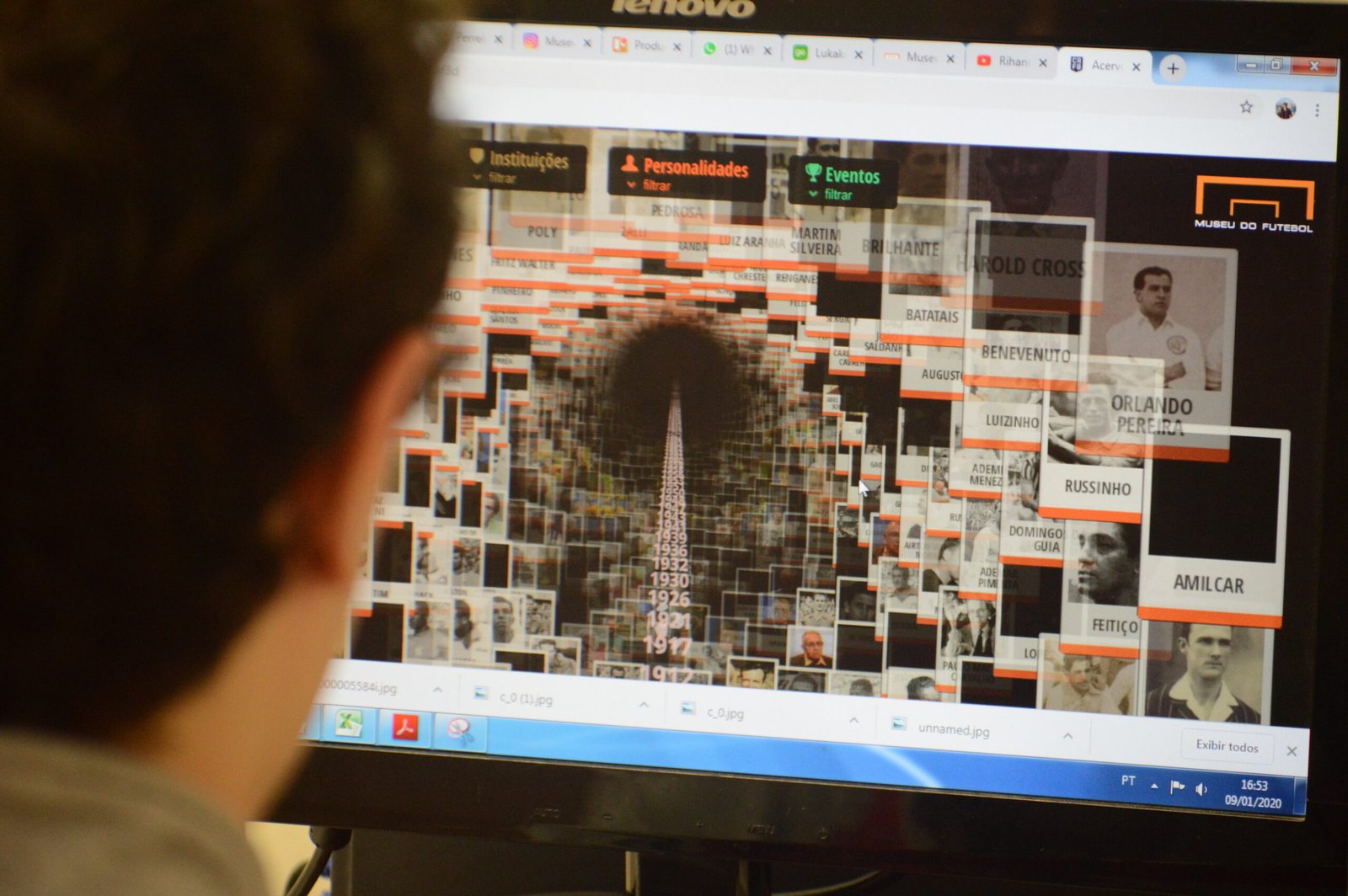Tela de Computador mostrando a página do Centro de Referência do Futebol Brasileiro