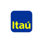 Logo itaú em azul e amarelo