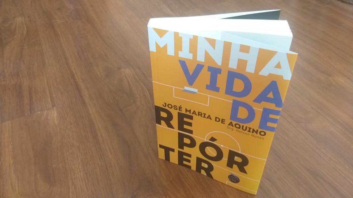Capa do livro 'Minha vida de repórter", com fundo amarelo e o título em letras grandes.