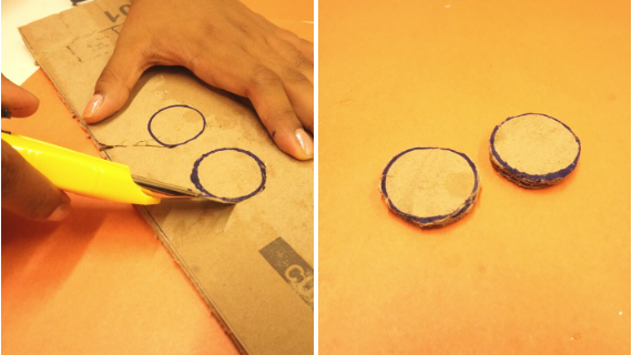 Foto de pedaços de papelão cortados em forma de círculo