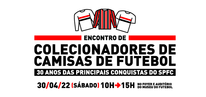 Arte com fundo branco e os dizeres Encontro de Colecionadores de Camisas de Futebol em preto