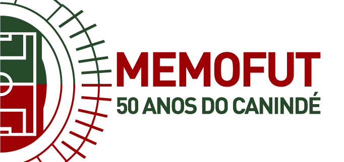 Arte com fundo branco e os dizeres Memofut 50 anos do canindé em vermelho e verde
