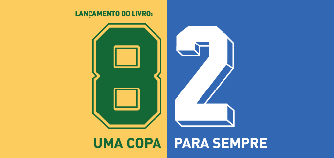 fundo azul e amarelo com número 82 e os dizeres uma copa para sempre