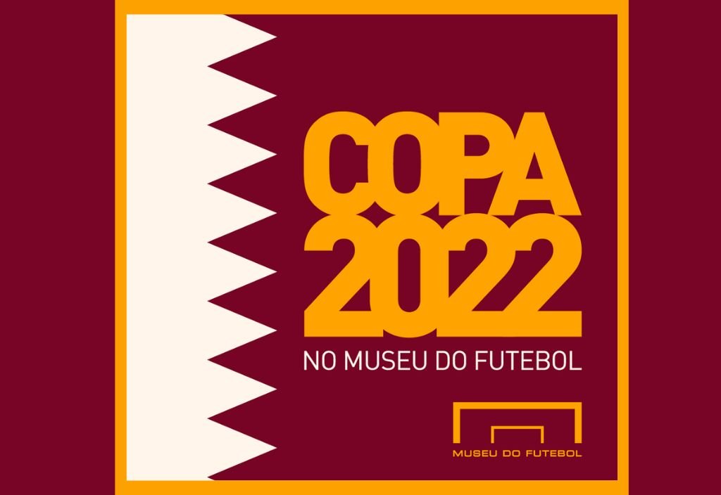 Design sem nome (2) arte com simbolo do Catar, escrito Copa 2022 no Museu do Futebol