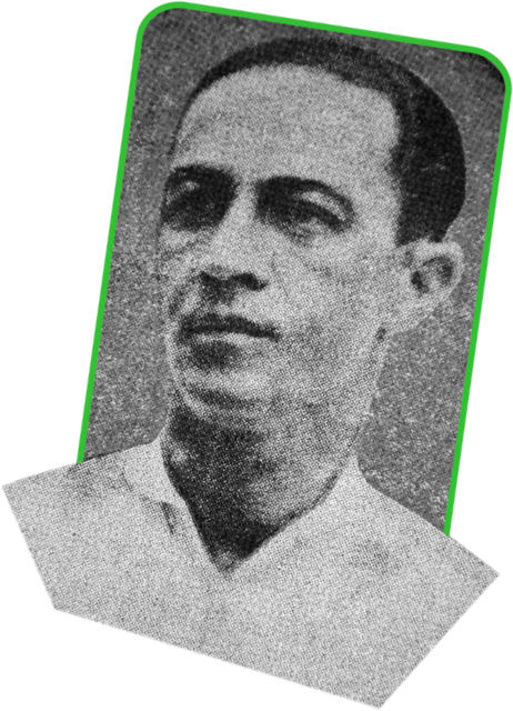 Foto em preto e branco do busto de Arthur Friedenreich.