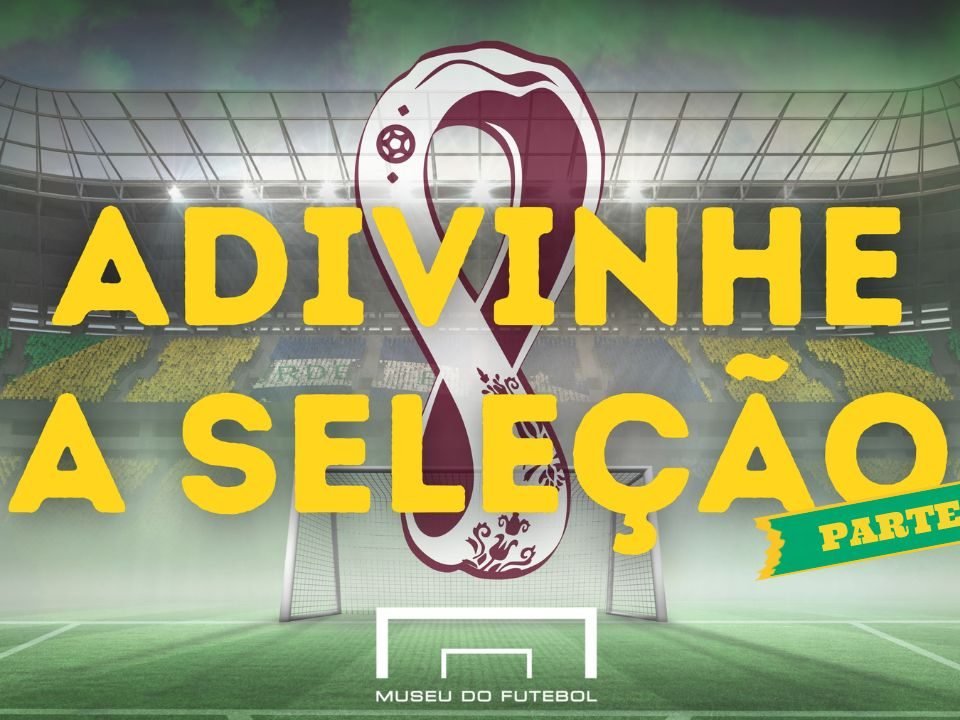 Fundo da um estádio com o símbolo da Copa, escrito: Adivinhe a Seleção