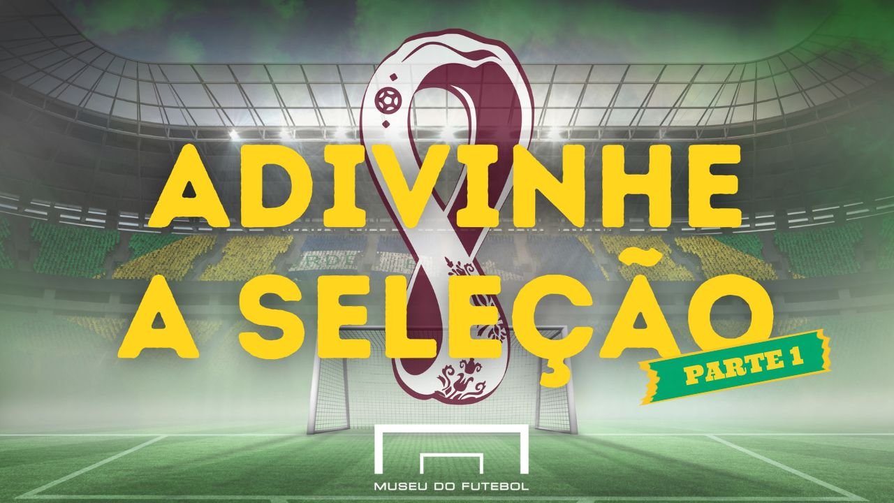 Fundo da um estádio com o símbolo da Copa, escrito: Adivinhe a Seleção