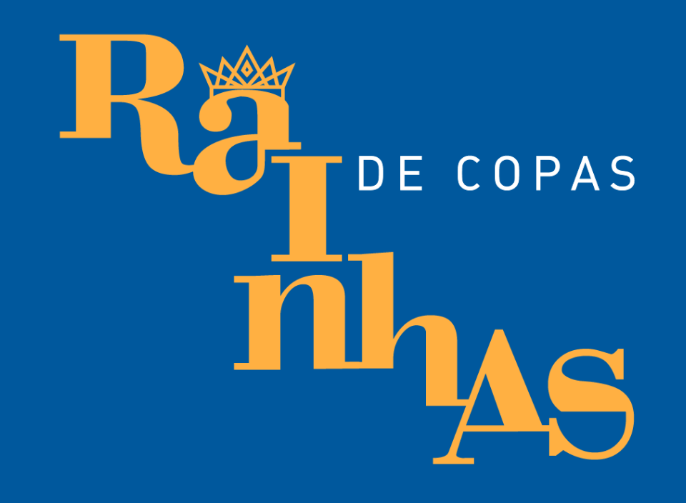 Arte com fundo azul e texto em amarelo e branco: rainhas de copas