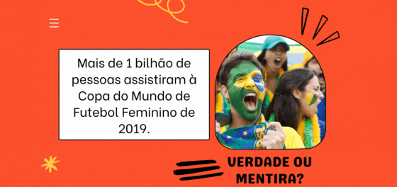 Arte com fundo laranja e pergunta e resposta sobre audiência do futebol feminino