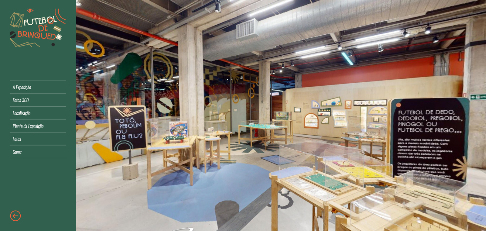 FdBVirtual Print da tela do computador mostrando a exposição virtual Futebol de Brinquedo.