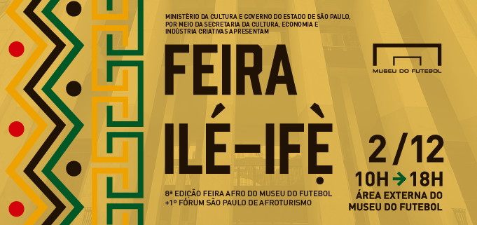 Imagem com os dizeres: Feira Lié-Ifè, dia 2 de dezembro, de 10 às 18h.