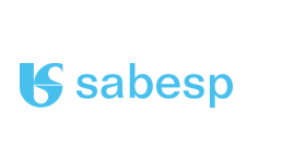 Logo da Sabesp na cor azul mais clara.