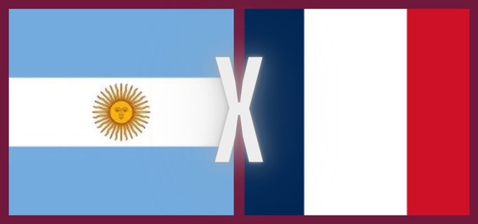 Arte dividida ao meio com bandeiras de Argentina e França