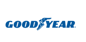 Logo da Goodyear na cor azul.